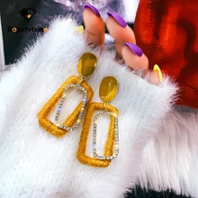 925 Серебряные иглы осень и зима Циркон плюшевые Модные Серьги Геометрические Квадратные дикие дамы темперамент серьги женские ювелирные изделия