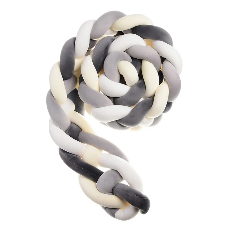 4 braid gray 2M 200 см детская кровать бампер четыре слоя завязанная коса бампер детская защита для кроватки Младенческая Подушка бампер - Цвет: 4 braid gray 2M