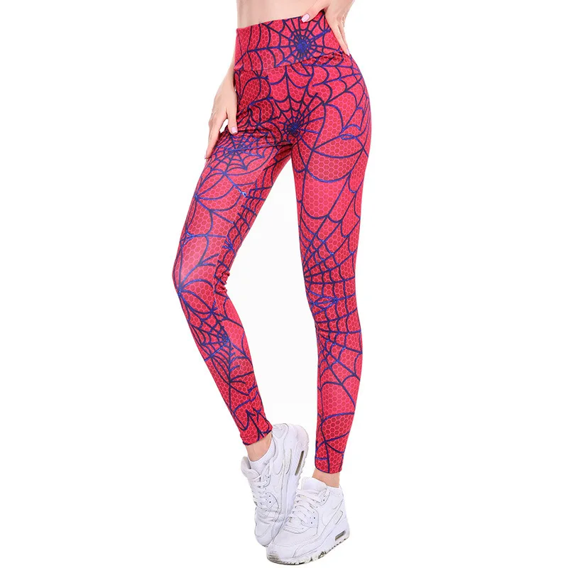 

CHRLEISUREGym Leggings Women High Waist Yoga Pants With Cobweb Printed Ankle-Length Push Up Fitness Sport Tights For Workout