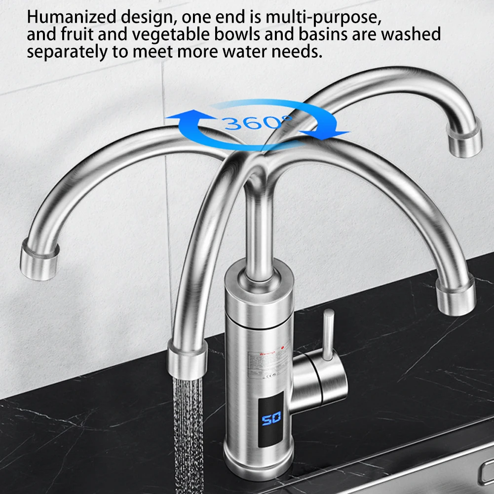 3500/3000W Mini Instant Electric Water Heating Shower Set LCD Digital Display Kitchen Bathroom Tankless Hot Water Faucet Heater