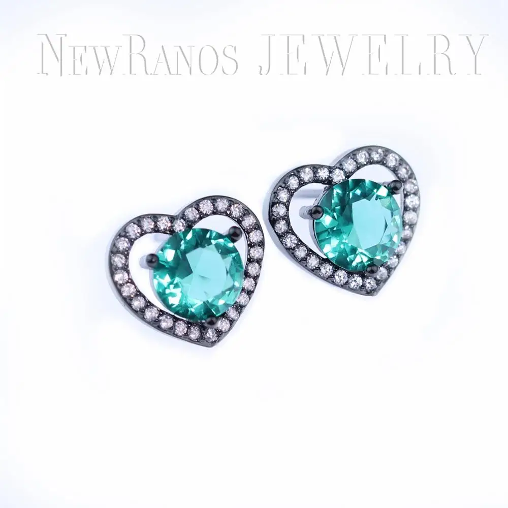 

Loving Heart Women Stud Earrings Paved Cubic Zirconia Earromgs Green Natural Crystal Brincos for Women Fashion Jewelry EFX006252