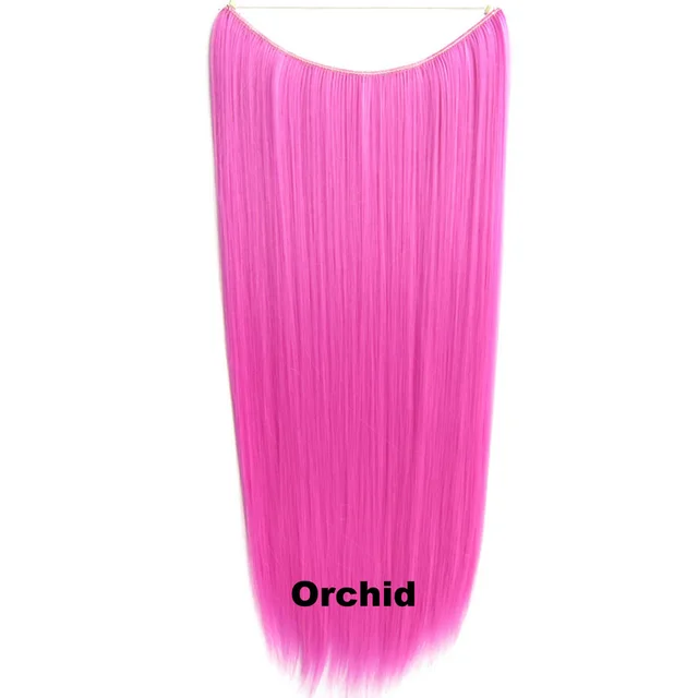 24inch 50grams 100grams Synthetic Hair Extension Gradual Color Brown Gray Blonde String Halo Hairpieces Extensions 100g-orchid