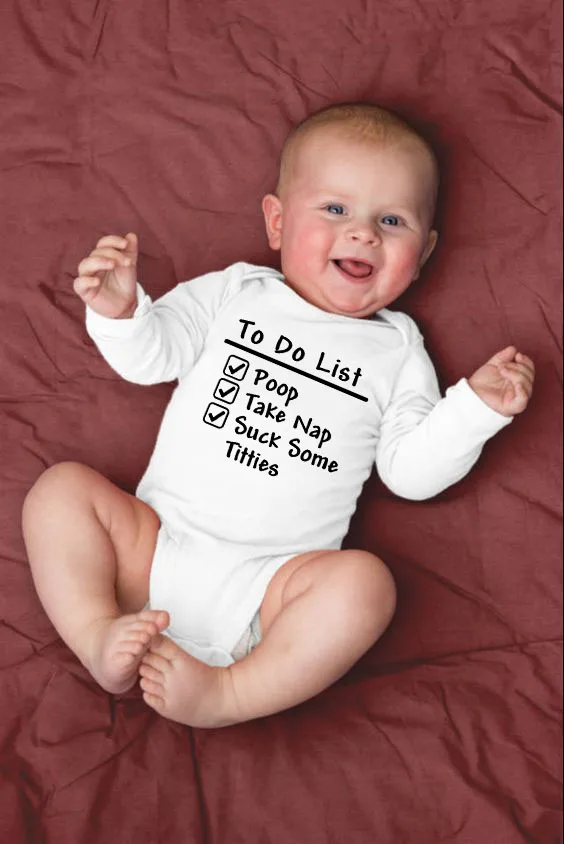 TO DO LIST новорожденные дети BabyJumpsuit для маленьких мальчиков и девочек забавные