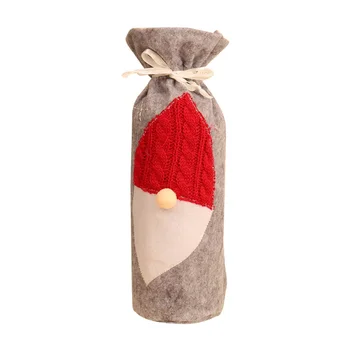 

10pcs Christmas Decor Wine Bottle Cover Portable Dress Up Protective Dinning Room Reusable Faceless Santa Anti Dust Home Party