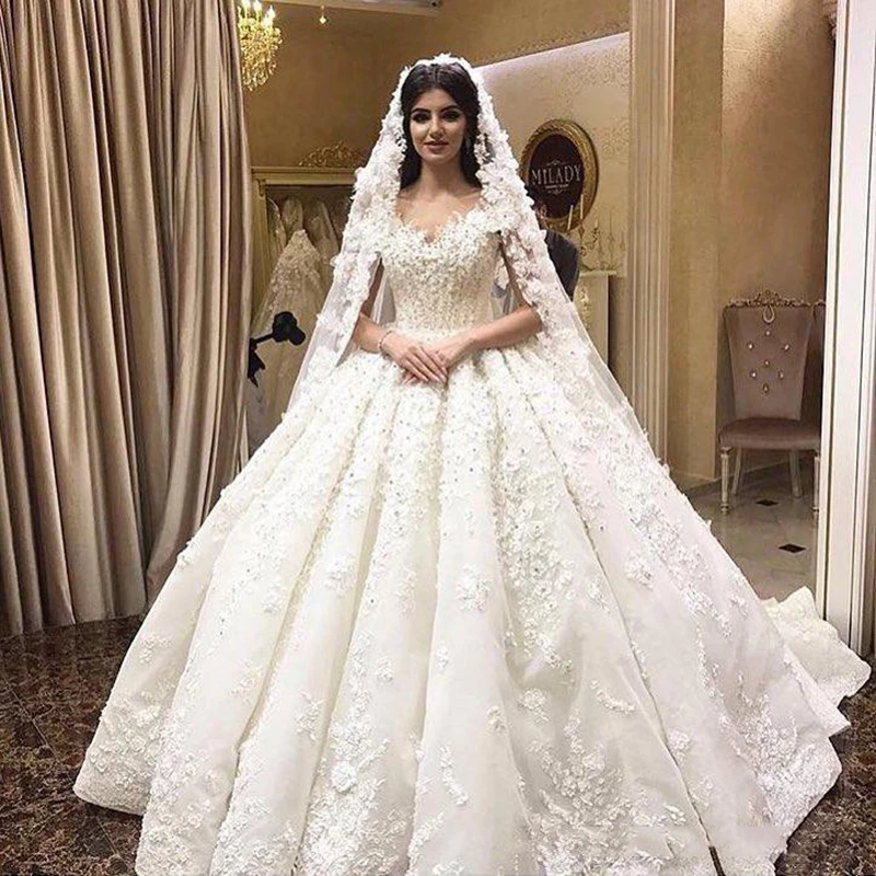 Luxury 3D Lace Flowers Ball Gown ...