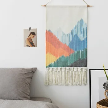 

Macrame Tapestry Woven Nordic Ins Cotton Woven Color Printed Hand-knotted Tassel Wall Decoration Boho Decor Wall Tapestry