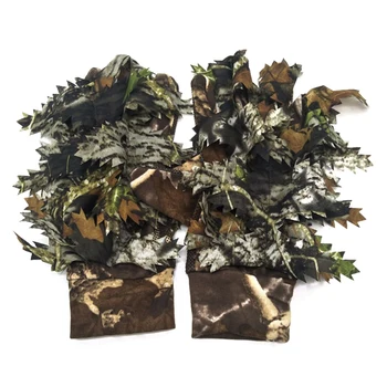

Outdoor Hunting Shooting Gloves 3D Leaf Bionic Camouflage Full Finger Gloves Adults Non-slip Polyester Gloves