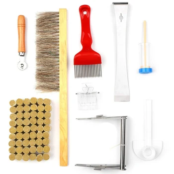 

Beekeeping Tool Set Bee Brush Hive Tool Uncapping Fork Spleen Lifting Clip Catch King Clip Imbedding Tool