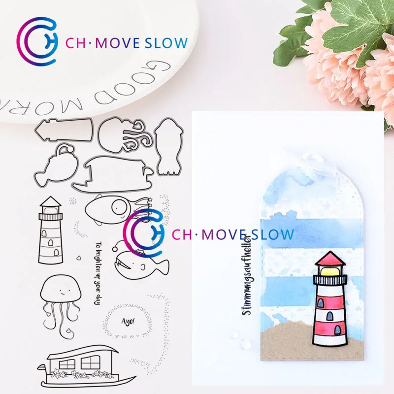 

2019 New Arrival CH Clear Glowing Seaside Metal Cutting Dies and stamps DIY Scrapbooking Card Stencil Paper Craft Wedding
