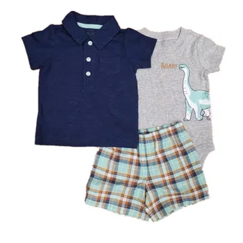 

2020 baby boy clothes set newborn clothing Short Sleeve Cartoon boydsuit Casual Outfits polo shirts short pants summer costume
