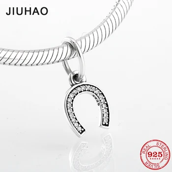 

Authentic Silver 925 U shape horseshoe zircon Pendants Charms Fit Original Designer Charm Bracelet Jewelry making