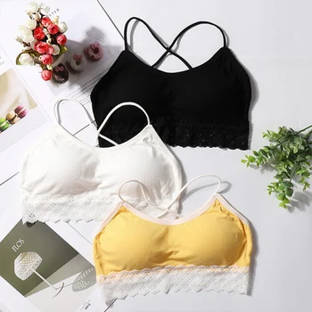 

Women Padded Knitted Tube Tops Summer Wrapped Chest Underwear Sexy Lace Women Bra Top