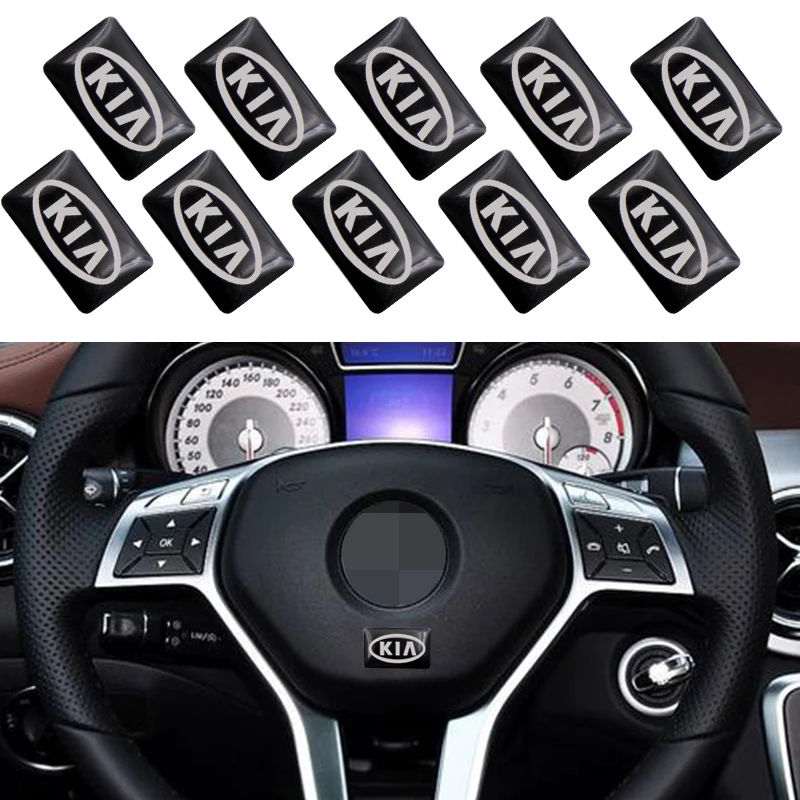 

10pcs Car styling small Decorative Badge Hub caps Steering wheel For Kia K3 K4 K5 Ceed Sorento Optima Emblem Popular Sticker