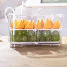 Двойной герметичный пластиковый экономичный прямоугольный ящик для хранения фруктов и овощей с крышкой портативный кухонный домашний холодильник
