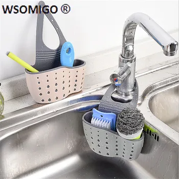 

1pcs Kitchen Tools Organizer Adjustable Snap Sink Soap Sponge Kitchen Accessories Kitchen Hanging Drain Basket Kitchen Gadgets-S