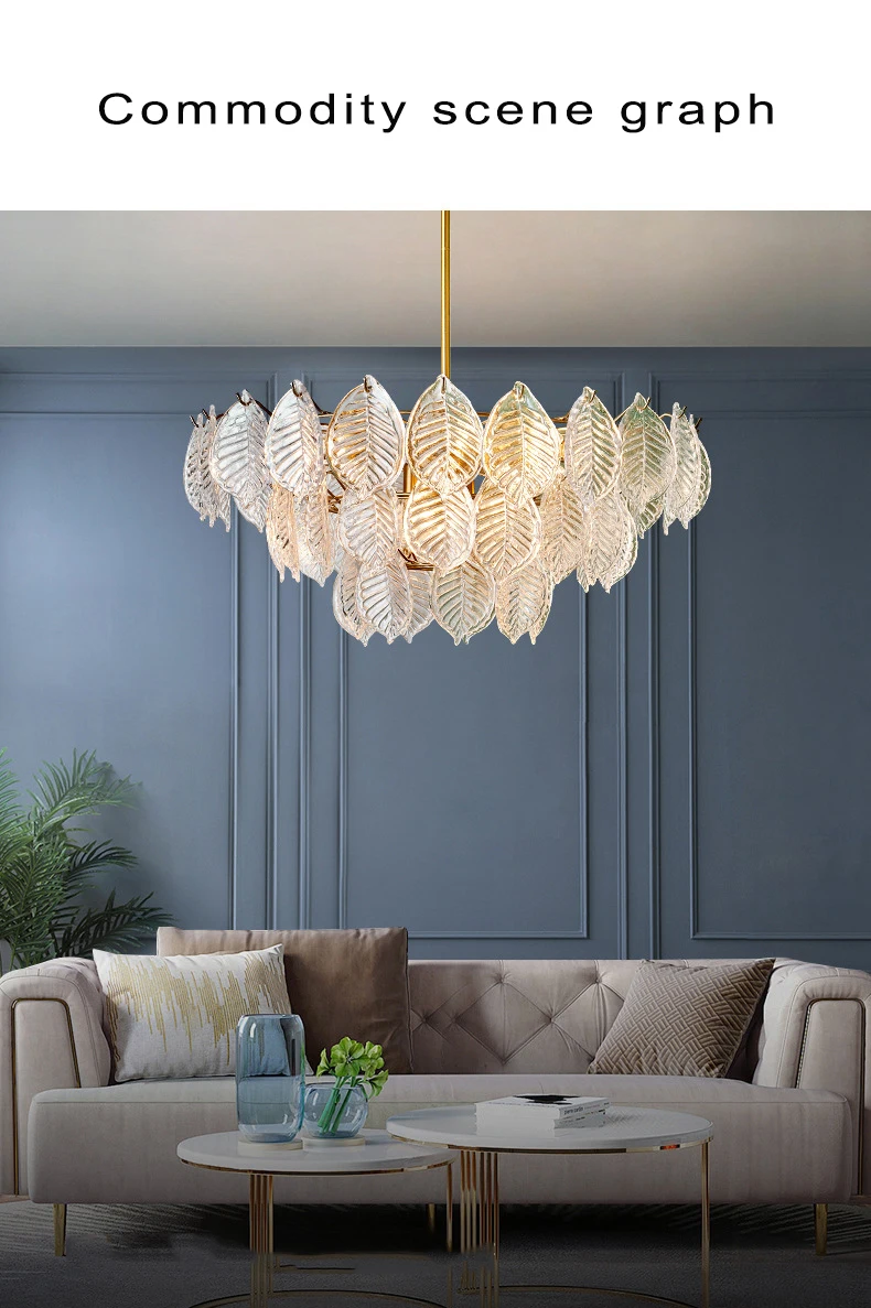 cheap chandeliers Postmodern Simple Atmosphere Light Luxury Home Living Room Lamp Villa Dining Room Bedroom Creative Glass Leaf Chandelier chandelier lamp