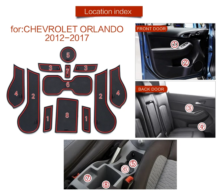 Противогрязный коврик для CHEVROLET ORLANDO 2012 2013 Chevy аксессуары двери паз ворота слот подставка Противоскользящий коврик