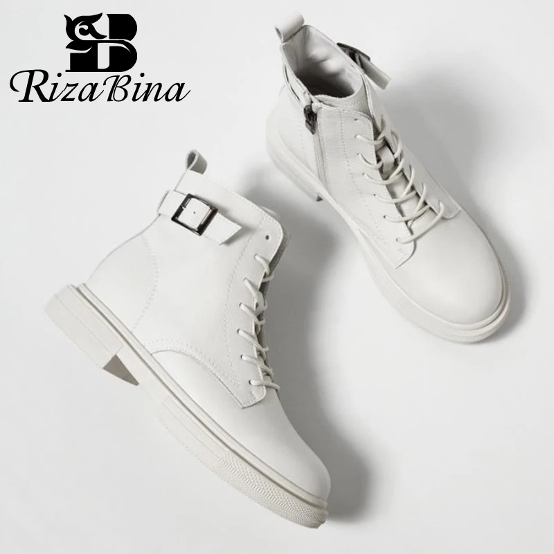 Ankle-Boots Warm-Shoes RIZABINA Real-Leather Woman Winter Women Fashion Cool Footwear