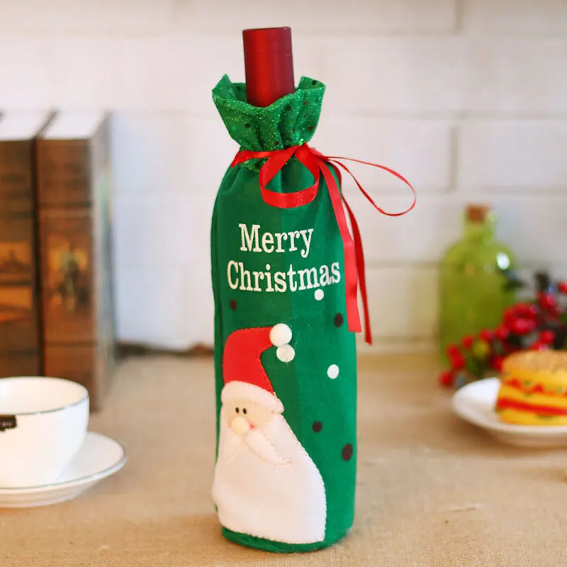 Green Santa Рождественский Подарочный винный набор Противопыльный чехол Санта-Клаус Снеговик посуда рождественские украшения для дома Новогодний Декор - Цвет: Green Santa