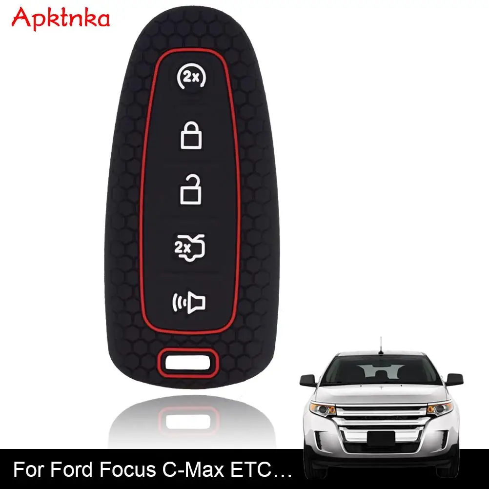 Copertura Chiave A Distanza In Silicone A 5 Pulsanti Per Ford Edge Escape Expedition Explorer Focus Taurus Flex C-Max Fob Case Shell Protector