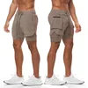 Summer Quick Drying Running Shorts Mens 2 In 1 Double-deck Beach Shorts Workout Gym Exercise Shorts Fitness Sweatpants M-5XL