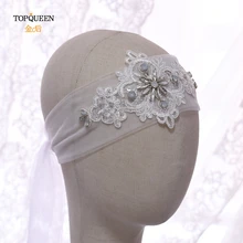 TOPQUEEN WS04 Длинная свадебная вуаль ручной работы свадебная вуаль повязка на голову свадебные головные уборы для волос серебряные свадебные аксессуары для волос