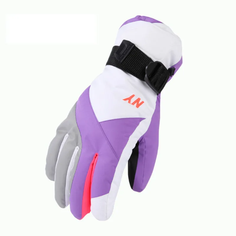 

Blue/Purple Winter Women Warm Waterproof Thickened Ski Gloves Outdoor Riding Cycling Sports Cotton Gloves Anti Slip Windproof
