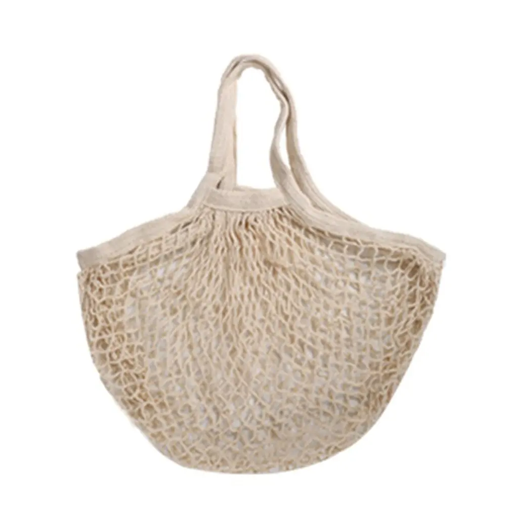 Reusable Cotton Mesh Produce Bags Fruit Vegetables Storage Bag Drawstring Shopping Bag - Color: White