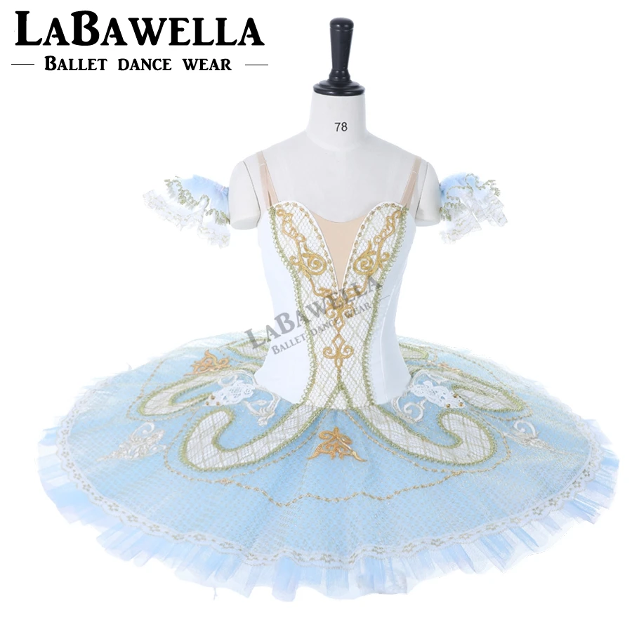 Adult  Competiton Performance Ballerina Tutu Women White Blue Roymanda Paquita Platter Professional Stage Costume Tutus BT9097B