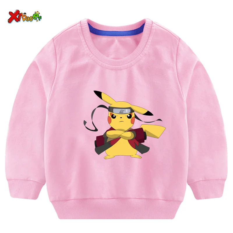 Children Hoodies pikachu Fashion Toddler Newborn Baby Boy Girl Tops Hooded Sweatshirt Outdoor cool girls sweatshirts Autumn - Color: sweatshirt pink
