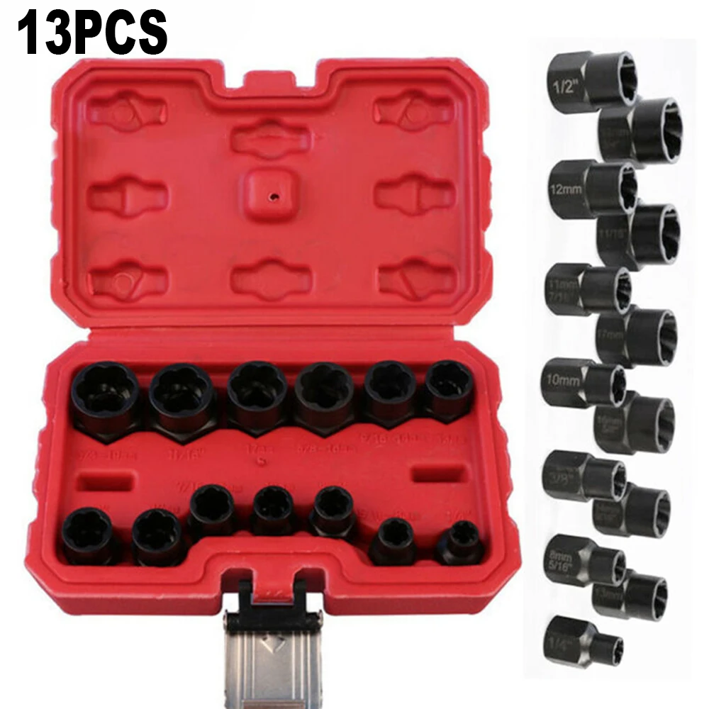 

13pcs/10pcs Damaged Nut Bolt Remover Stud Extractor Socket Set (9mm-19mm) Set