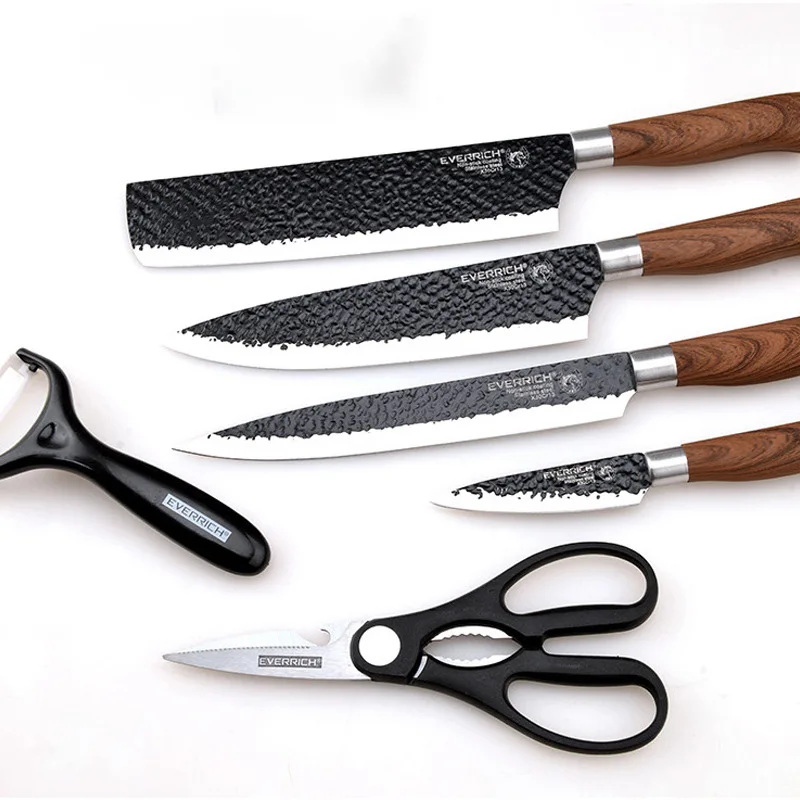 Stainless Steel Kitchen Knives Set Tools Forged Kitchen Knife Scissors Ceramic Peeler Chef Slicer Nakiri Paring Knife Gift Case 4