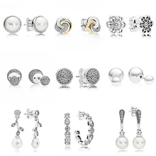 Взаимосвязанные круглые очаровательные блестящие серьги Marquise с жемчугом 925 пробы серебряные висячие серьги-гвоздики для женщин европейские ювелирные изделия