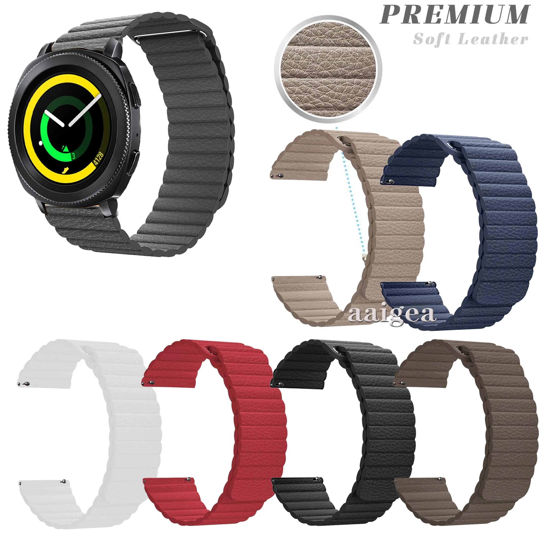 Ремешок кожаный для Samsung Gear Sport S4 Active 2 /Watch 3 сменный магнитный браслет 20 мм 22 41 |