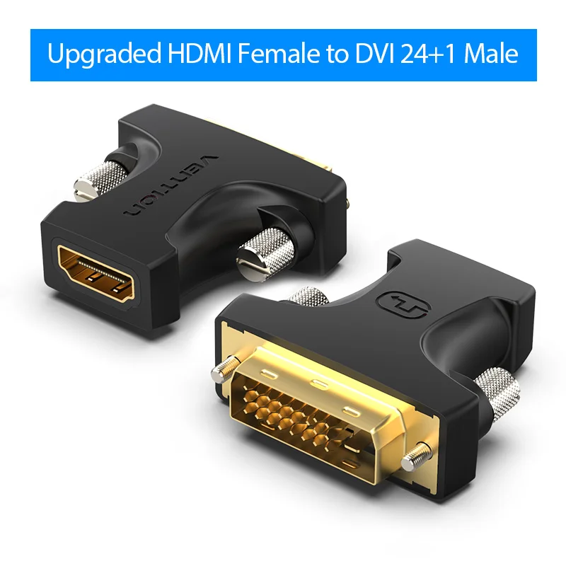 Adaptador DVI a HDMI, 24+1/M-HDMI A Hembra oro, negro, Full HD