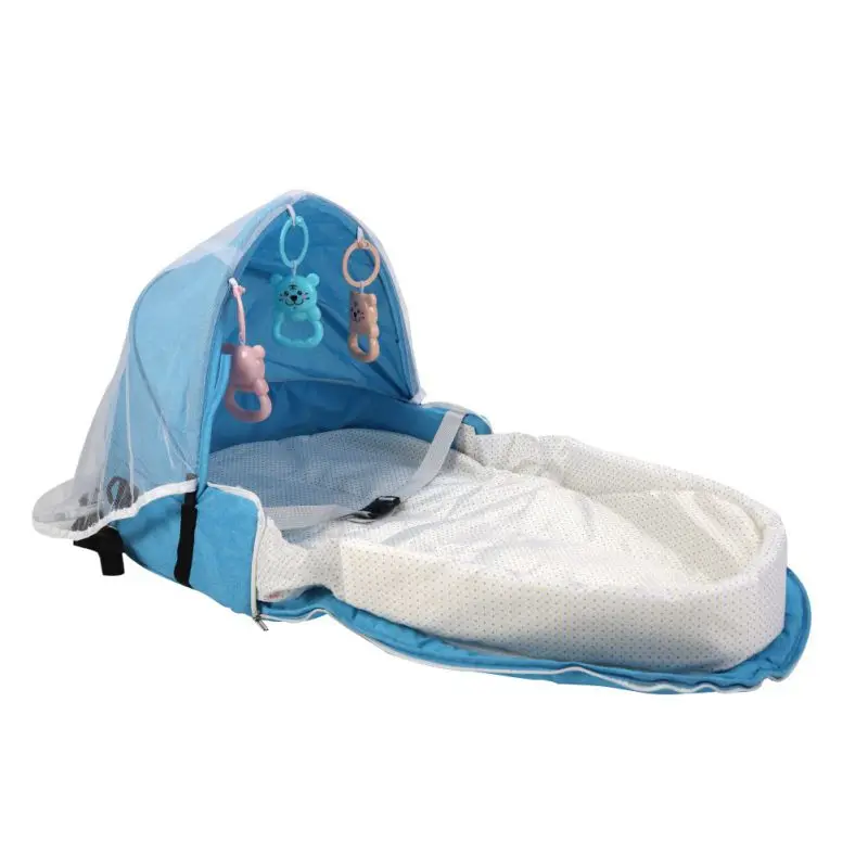 Детская кровать для путешествий, противомоскитная сетка для защиты от солнца, дышащая детская спальная корзина с игрушками