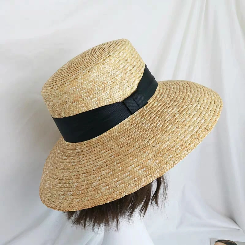 Летняя шляпа с лентой широкая боковая солнцезащитная Кепка Женская пшеничная Панама Стиль соломенные шляпы 11 см широкополый праздник пляжная шляпа Женская солнцезащитная Кепка