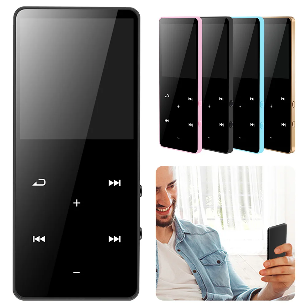 Reproductor MP3 con Altavoz Bluetooth, tecla táctil incorporada de 8GB, Mini Walkman portátil de Metal HiFi con radio y grabación FM