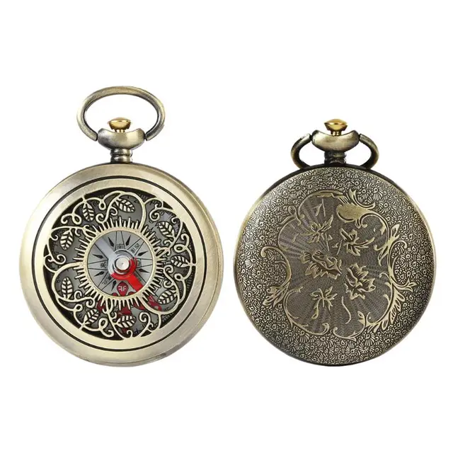 Vintage Bronze Compass Pocket Watch Design 2