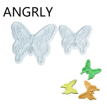 

1bag/2pcs Sale Ciq Cozinha Silicone Cupcake Butterfly Cake Fondant Decorating Sugarcraft Cookie Plunger Cutters Mold