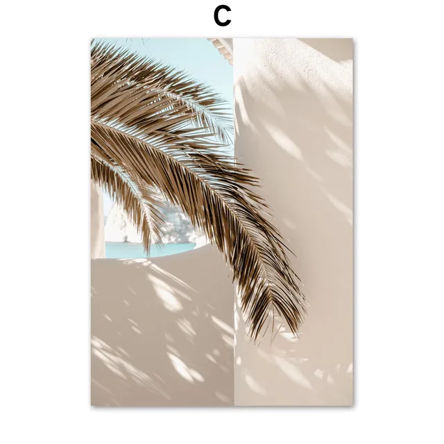 Coconut Palm Leaf Spray Conch Starfish Beach Nordic Posters Prints Blue Sea Art Canvas Painting Wall Pictures For Bedroom Decor C