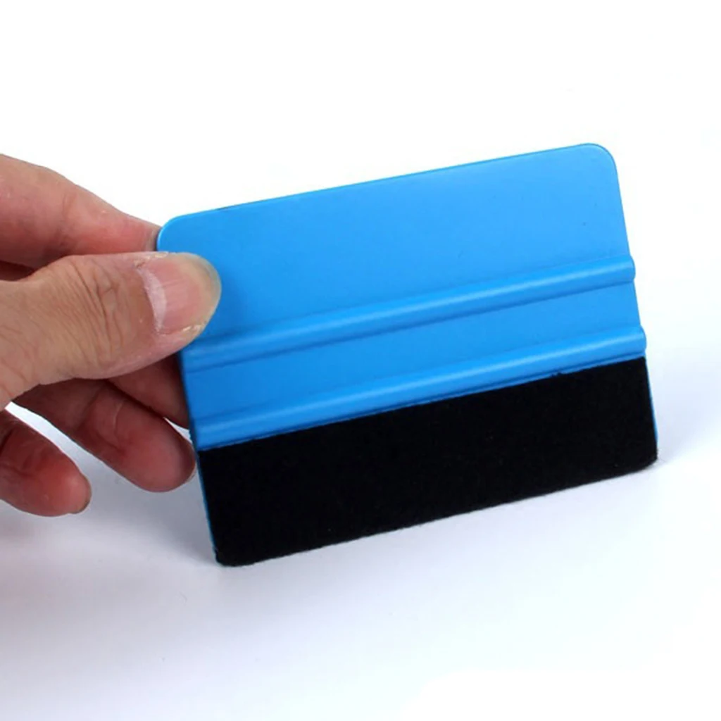 Black Felt Edge Blue Squeegee Car Vinyl Scraper Decal Sticker Applicator Tool