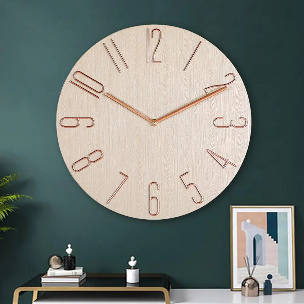 Modern Wall Clock Continuous Second Hand 3D Numbers Hanging For Home