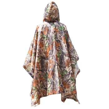 

Multifunction Camouflage Raincoat Camping Hiking Tent Mat Hooded Waterproof Outdoor Coat Backpack Raincover Trekking Rainwear