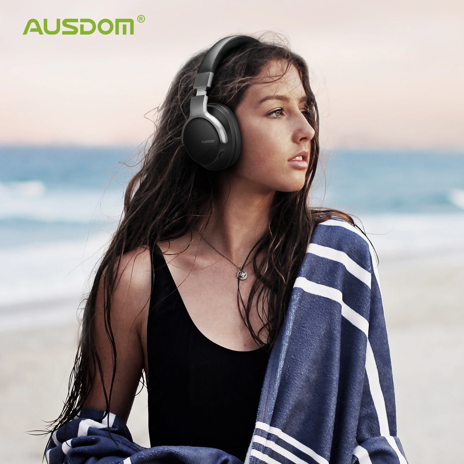 

AUSDOM ANC8 Wireless Bluetooth Active Noise Cancelling Headphones with Mic Foldable HIFI Deep Bass Headset
