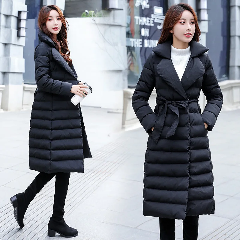 

Mid-length Cotton Coat 2018 Autumn And Winter New Style WOMEN'S Dress Korean-style Versatile Loose-Fit Explicit Thin Long over-t