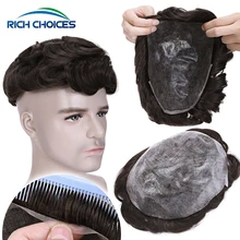 Men toupee Thin Skin Hair System Replacement 30mm Wavy Wig Rich Choices Transparent Hair Prosthesis 130% Density Hair Extensions