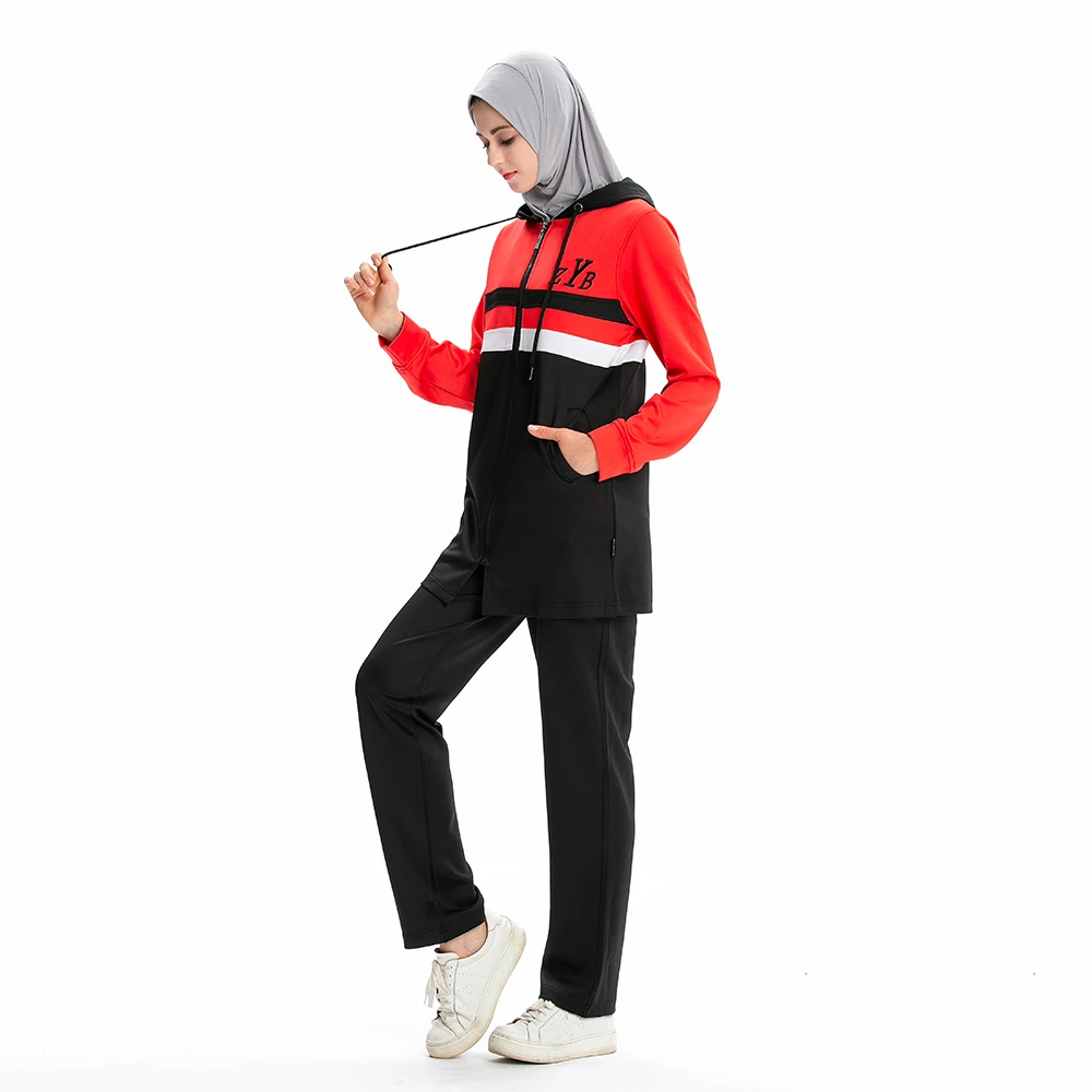 Muslim Women's Tracksuits Hijab Women Islamic Long Sleeve Casual Hoodie Top Pants Jumpsuit Modest Jogging Homme Sport Wear Femme