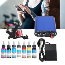 Профессиональный комплект тату-машинки педаль татуировки чернила игла крючок линия питания комплект блестящая Татуировка набор