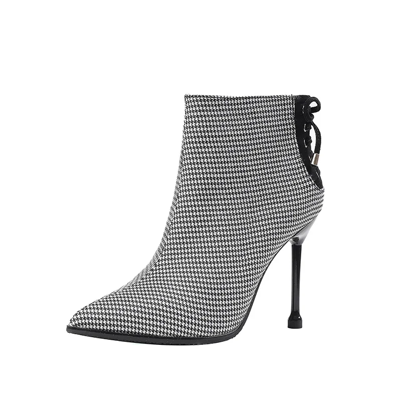 

7777-8 Fashion Thousands of Birds Short Boots 2019 New Style Autumn And Winter Women's Pointed-Toe Martin Boots Women's Thin Hee